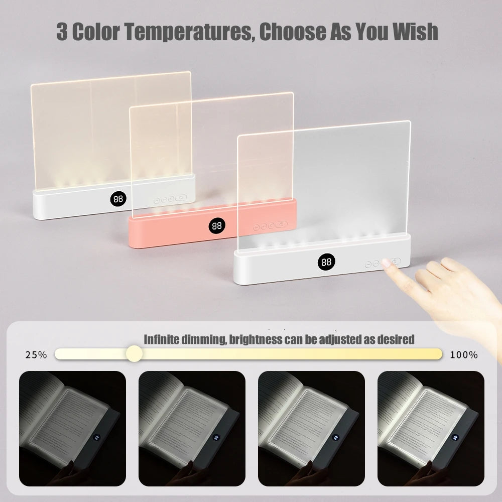 Rechargeable LED Book Light - 3 Color Modes, Adjustable Brightness & Timer