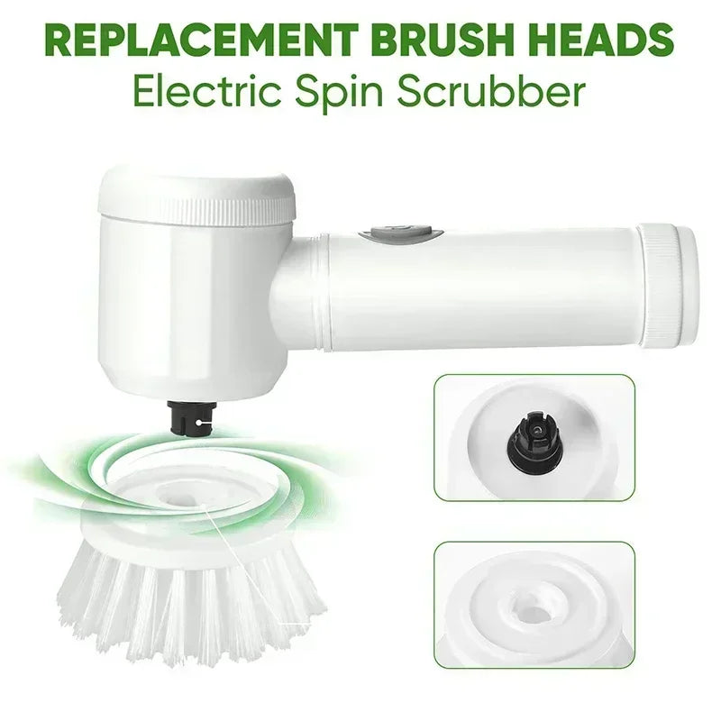 Cordless Electric Spin Scrubber - 5 Brush Heads for Bathroom, Kitchen & Car