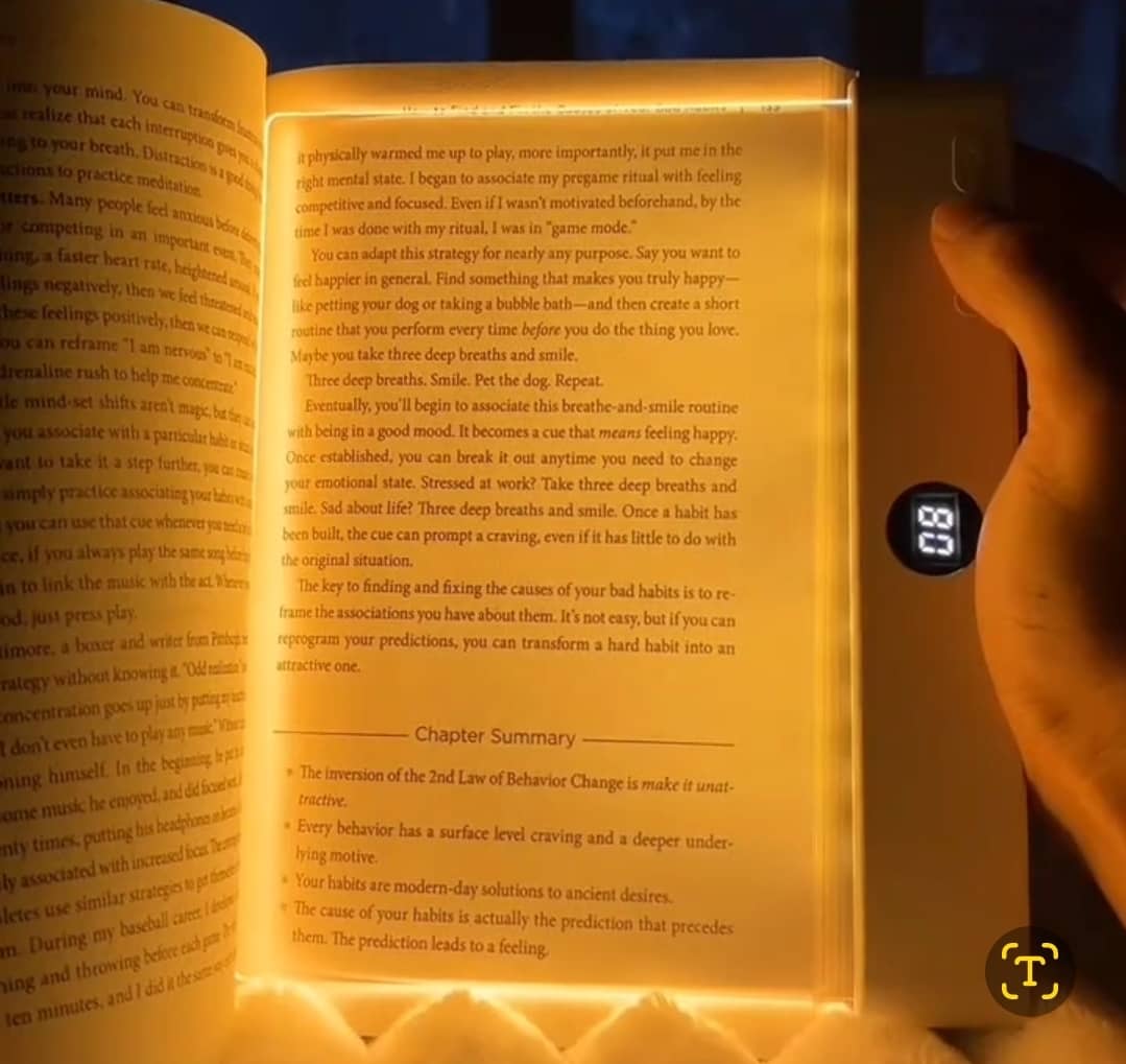 Rechargeable LED Book Light - 3 Color Modes, Adjustable Brightness & Timer